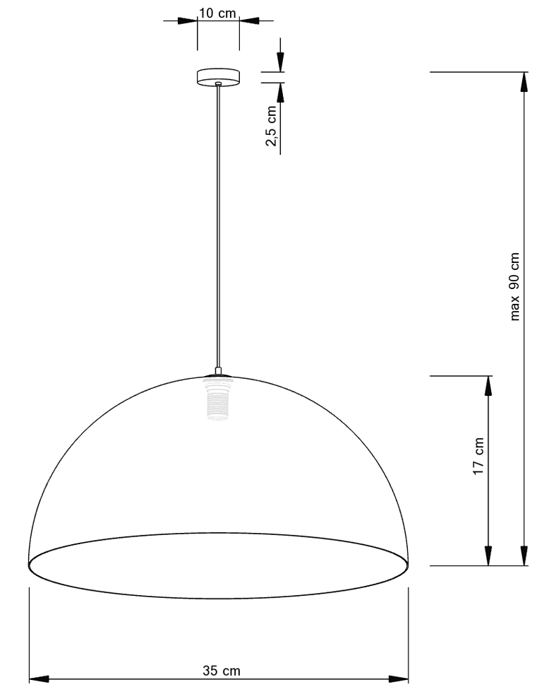 Lampa wisząca Sfera 35x35x90 cm czarny/ miedziany