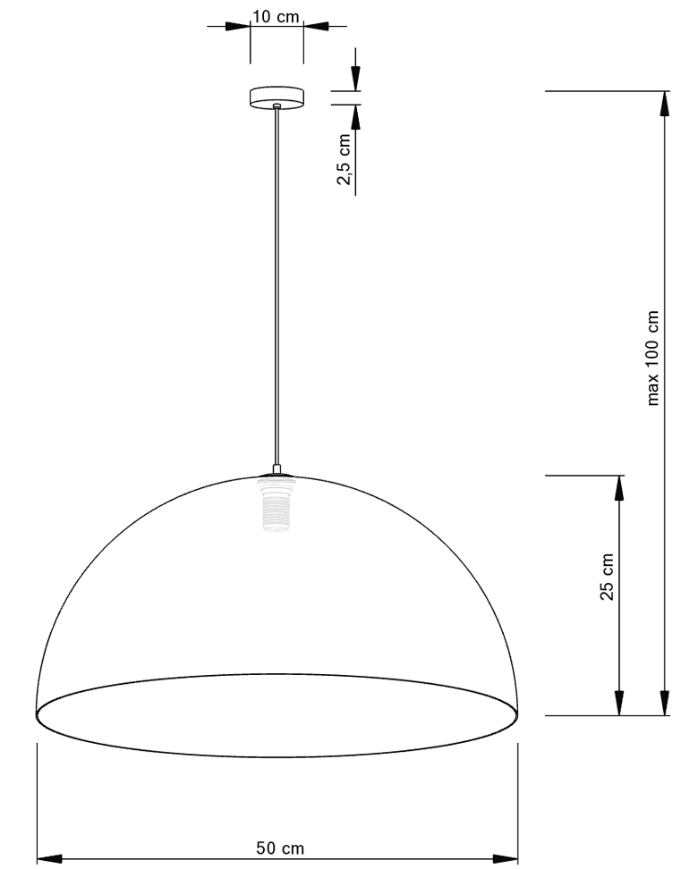 Lampa wisząca Sfera 50x50x100cm biały/miedziany