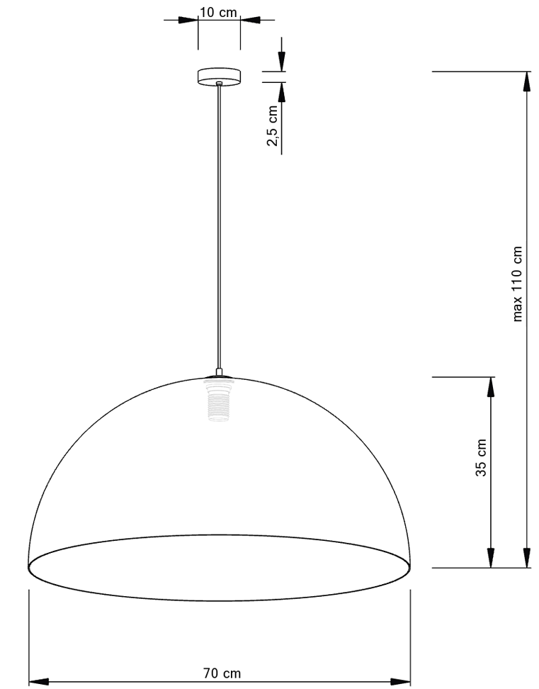 Lampa wisząca Sfera 70x70x115cm biały/miedziany