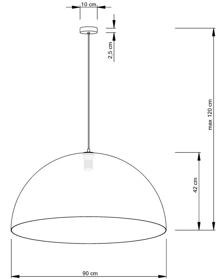 Lampa wisząca Sfera 90x90x125 cm srebrna