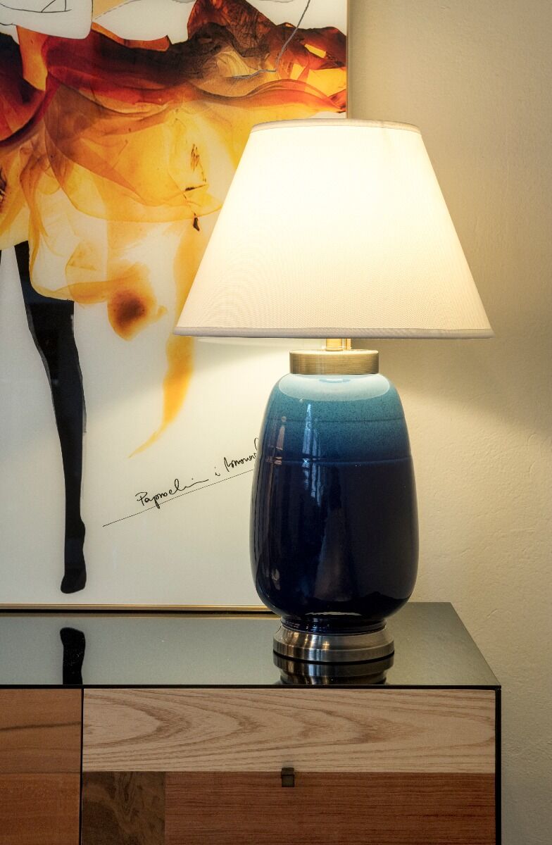Lampa stołowa z abażurem Mayfair Blue 23x23x51cm 