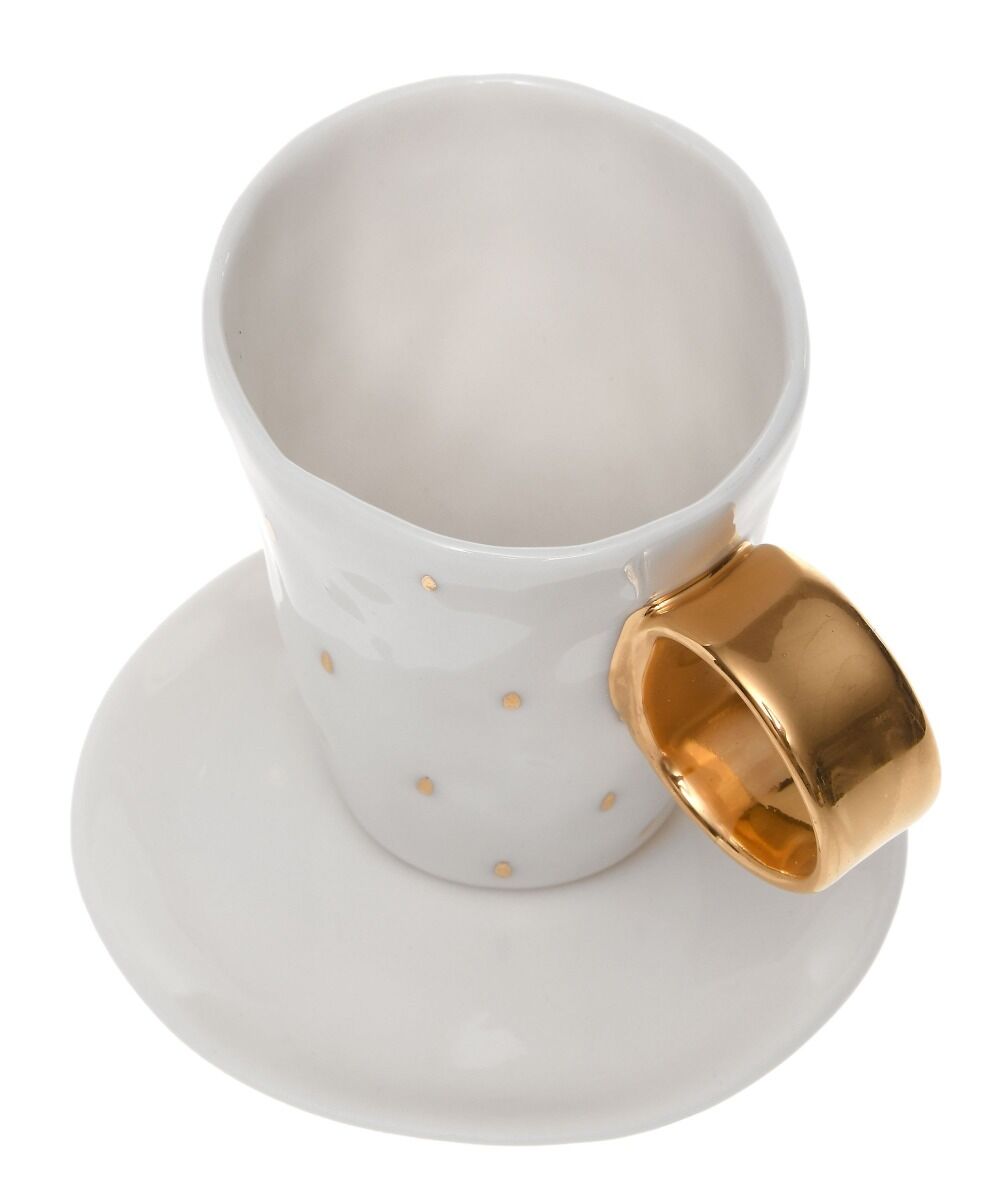 Filiżanka do espresso z talerzykiem zdobiona 10% złotem 80ml