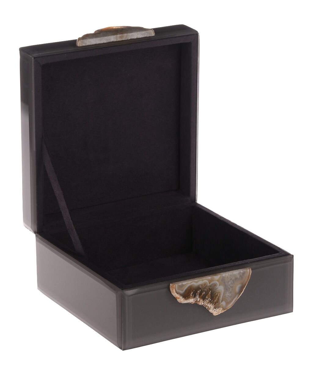 Pudełko ozdobne Cofanetto z uchwytem z agatu 16x16x7,5 cm 