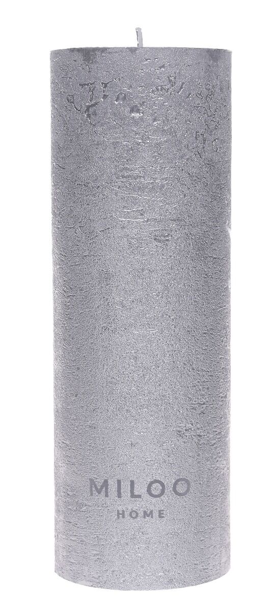 Świeca walec metalik 7x20cm srebrna