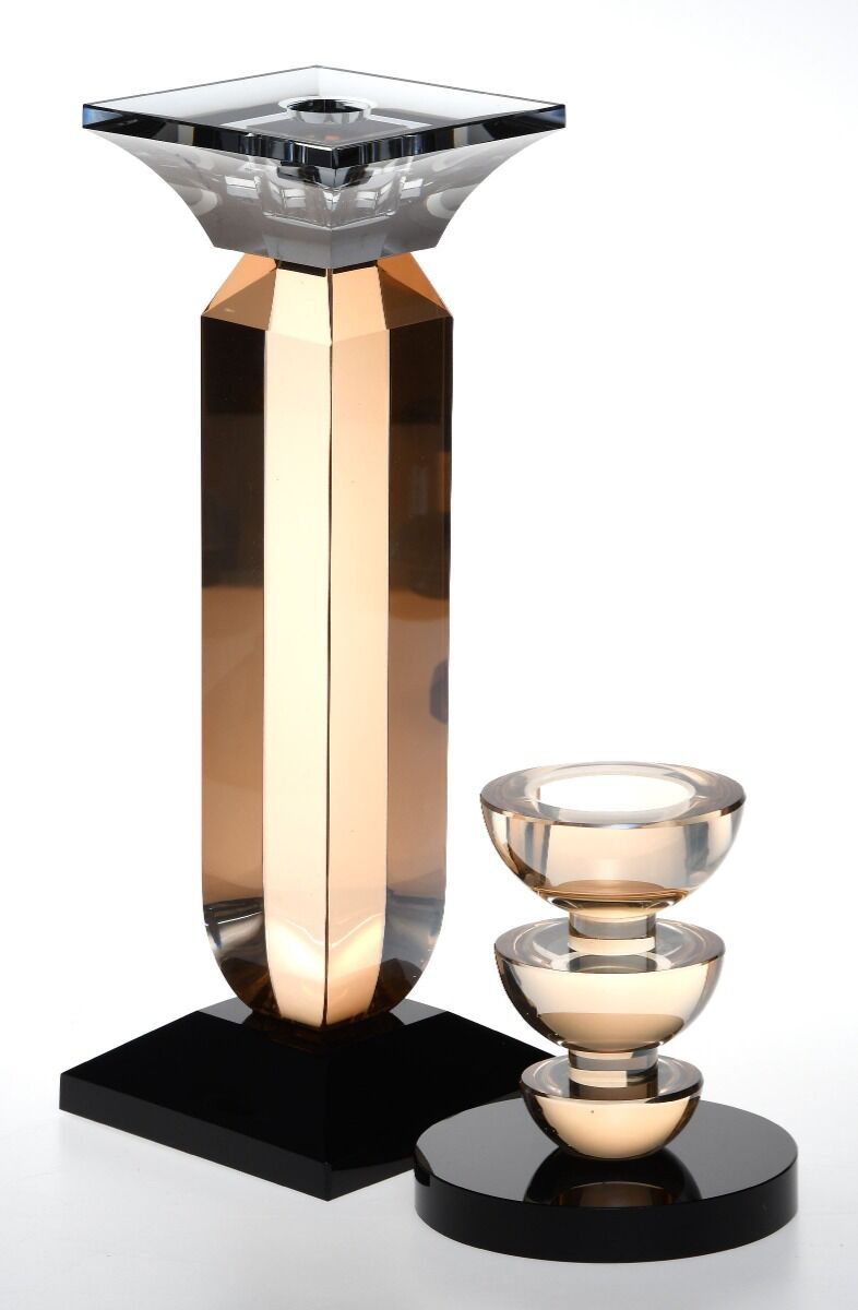 Świecznik Crystal Lungo Amber 10x10x27 cm