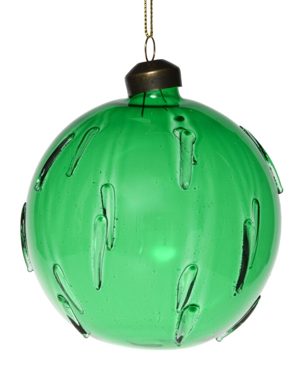 Bombka 12 cm Tłoczona Transparentna Zielona