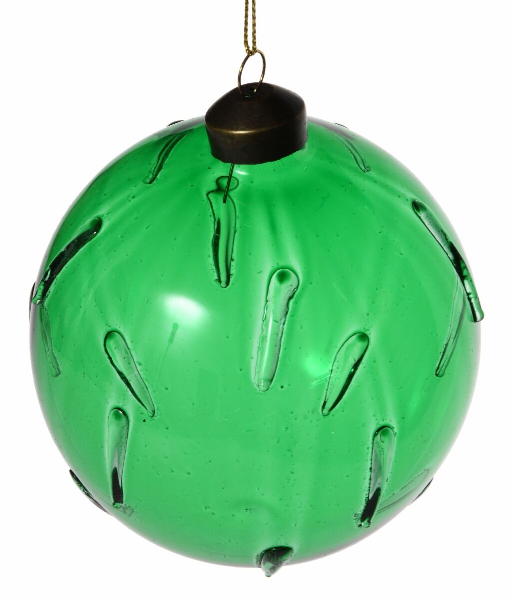 Bombka 12 cm Tłoczona Transparentna Zielona