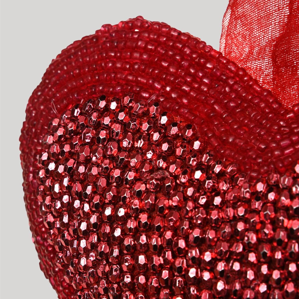 Ornament Haftowane Serce 15 cm Czerwony