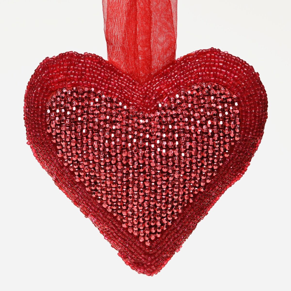 Ornament Haftowane Serce 15 cm Czerwony