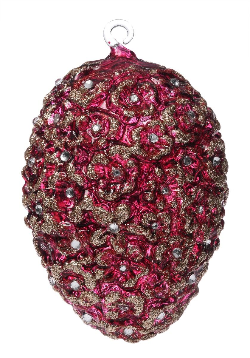 Ręcznie dekorowana bombka jajko kwiat 14cm 