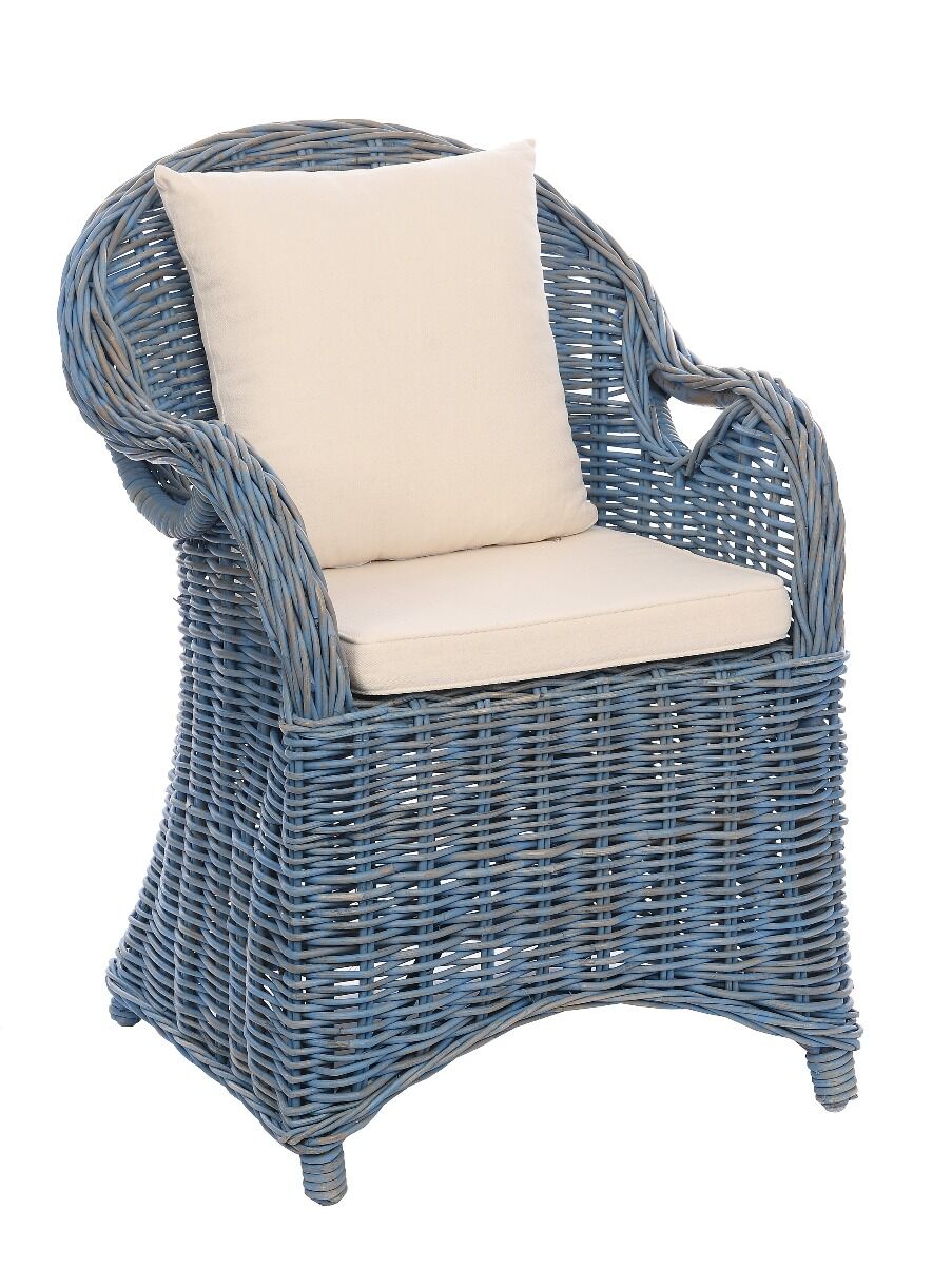 Fotel rattanowy Athena niebieski z poduszką 64x56x88cm Miloo Home