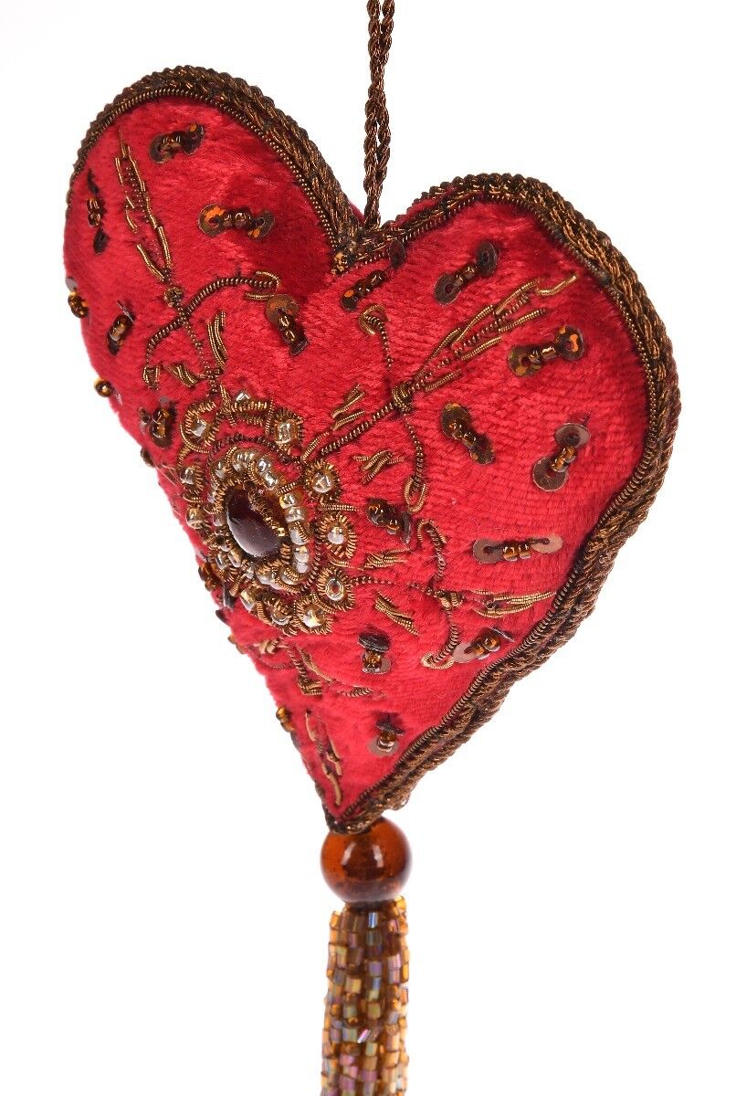 Ornament haftowane serce z chwostem 10cm