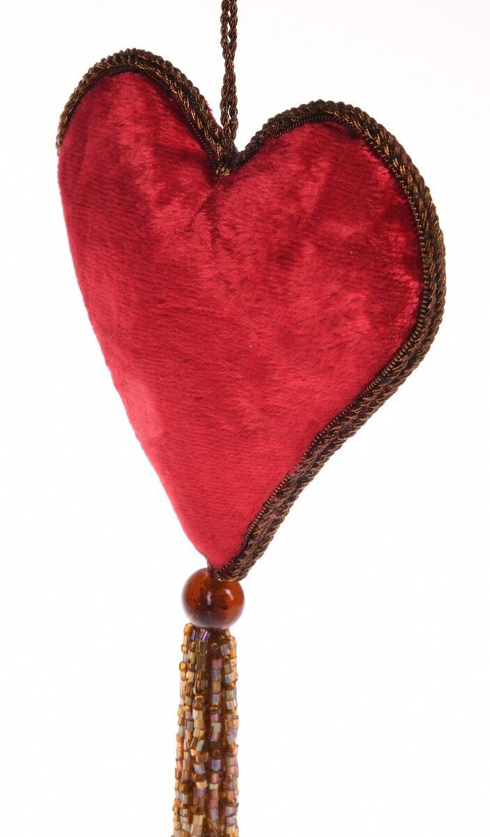 Ornament haftowane serce z chwostem 10cm