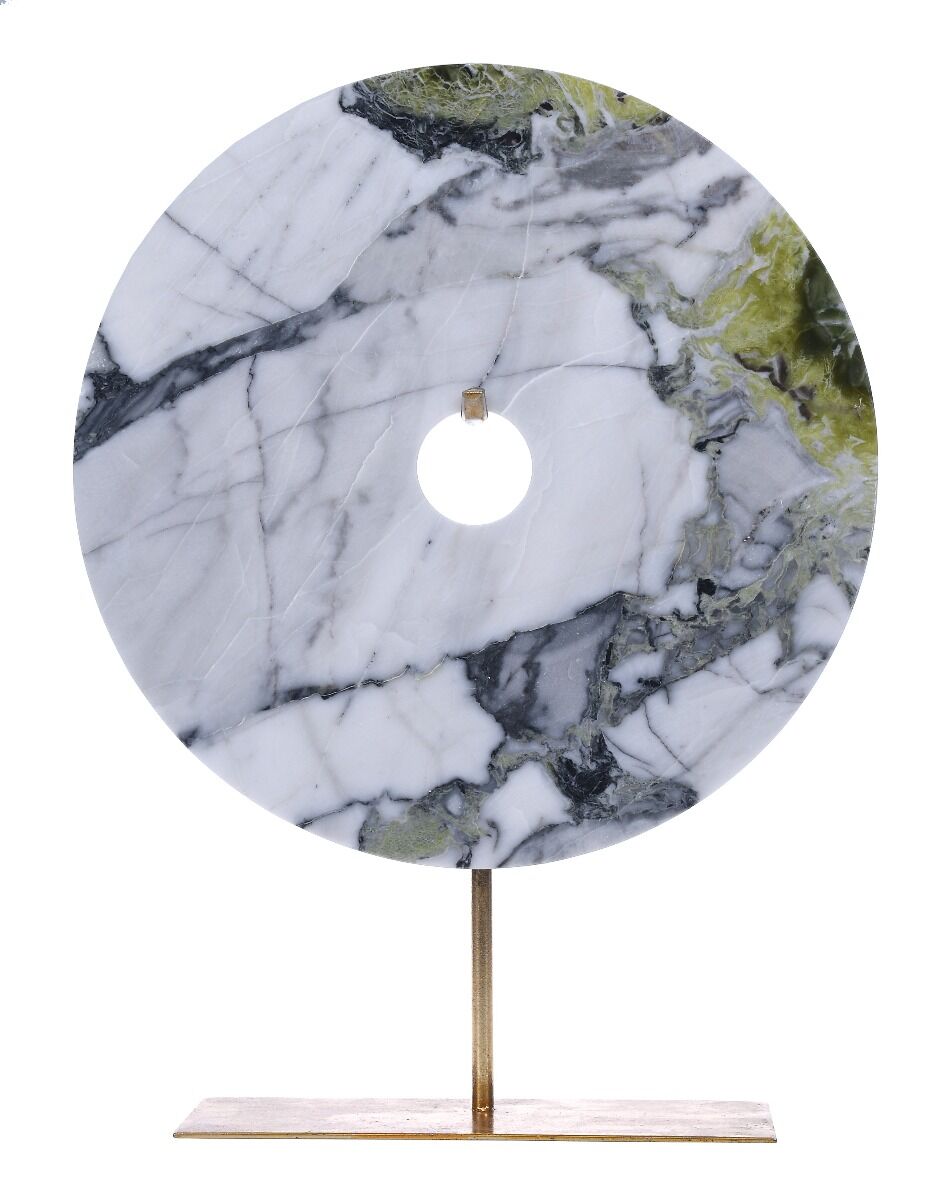 Zielona dekoracja na podstawie Marble Mint Grey 35x10x46cm