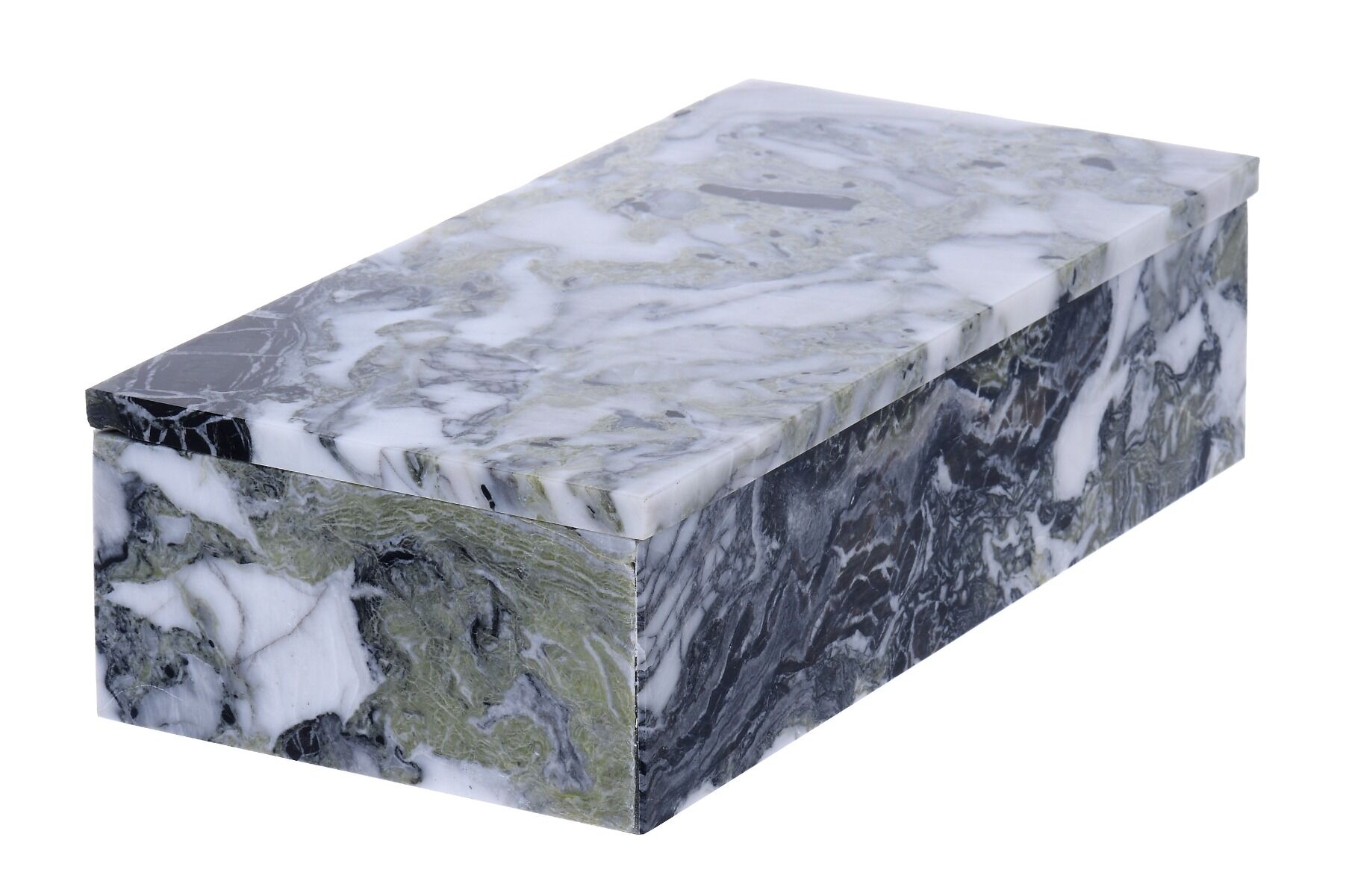 Zielone pudełko z pokrywą Marble Mint Grey 30x15x7cm
