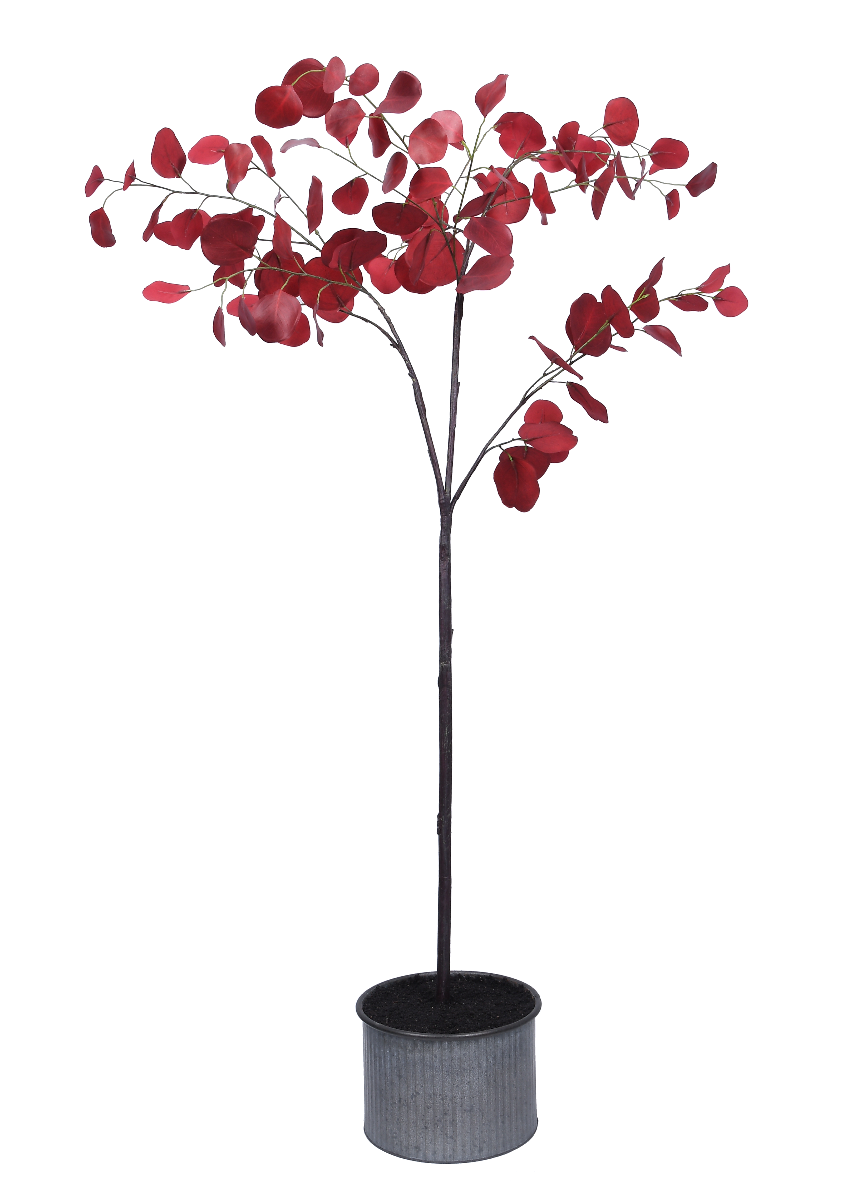 Bordowe drzewko dekoracyjne z liśćmi 160 cm