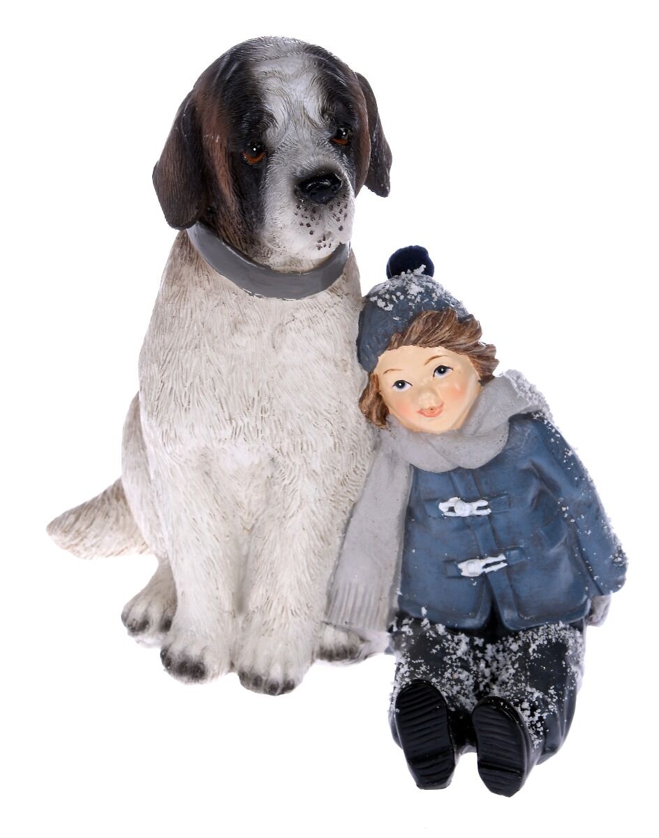 Figurka chłopczyk z psem 13x11x15 cm