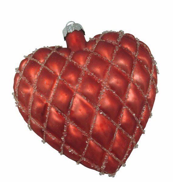 Bombka Quilted heart 9x10x3cm