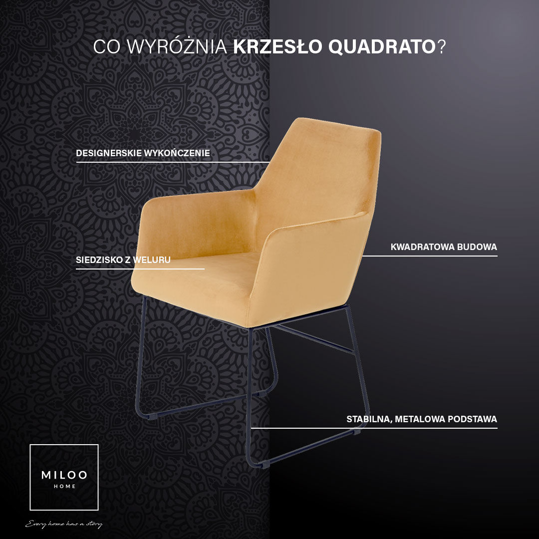 Krzesło Quadrato 56x63x89 cm musztardowy