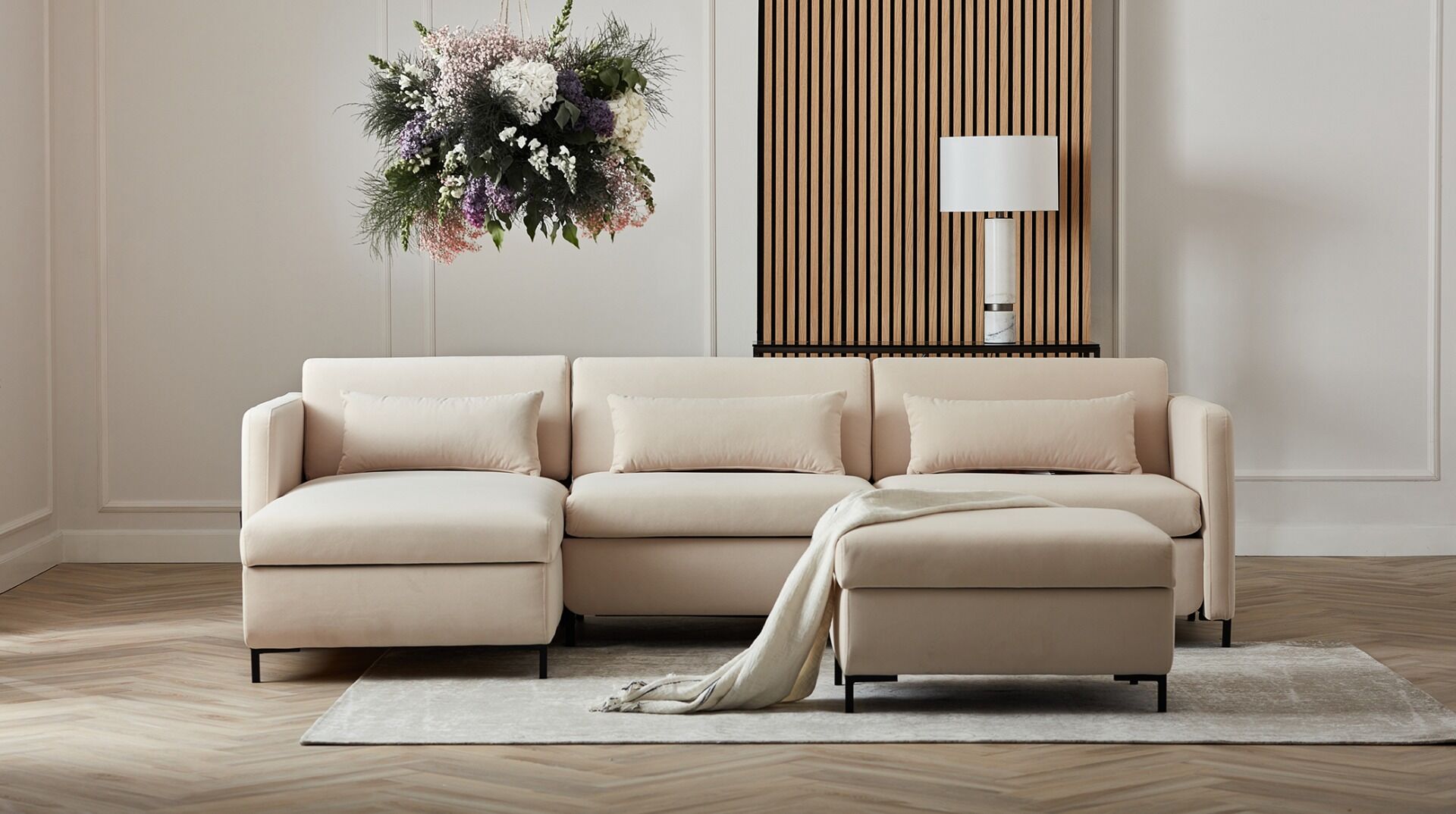 Sofa narożna lewa Soft 269x171x81cm z funkcją spania